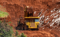 Large quarry with heavy machinery